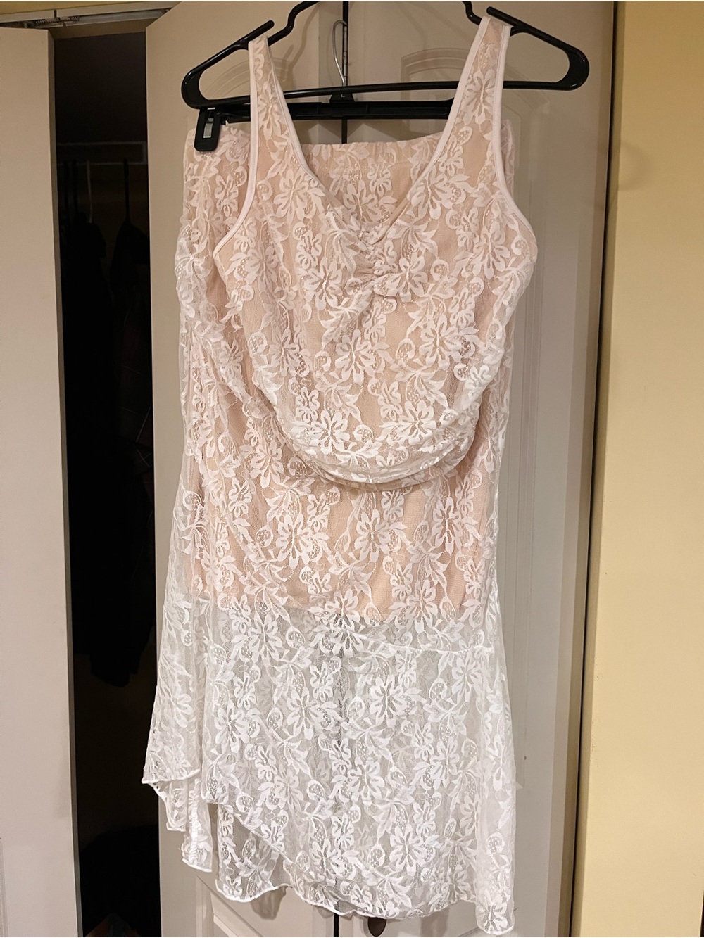 Floral Lace Skirt Set in Cream - Elegant Layered Design